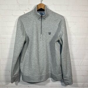 Chaps 1/4 Zip Mock Neck Sweatshirt Mens Size Medium Gray Embroidered
